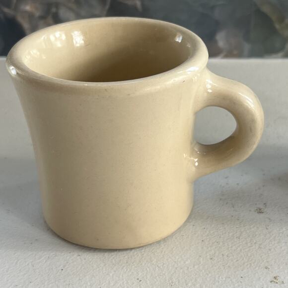 Wallace and Tepco China Coffee Mugs Set of 2 Tan 3.5" Tall Heavy Restaurant Ware - Picture 2 of 15